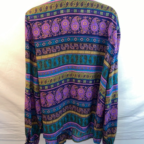 ELITE International - Vintage 100% Silk Blouse - Puff Sleeve - Barroco Versace - Picture 2 of 9